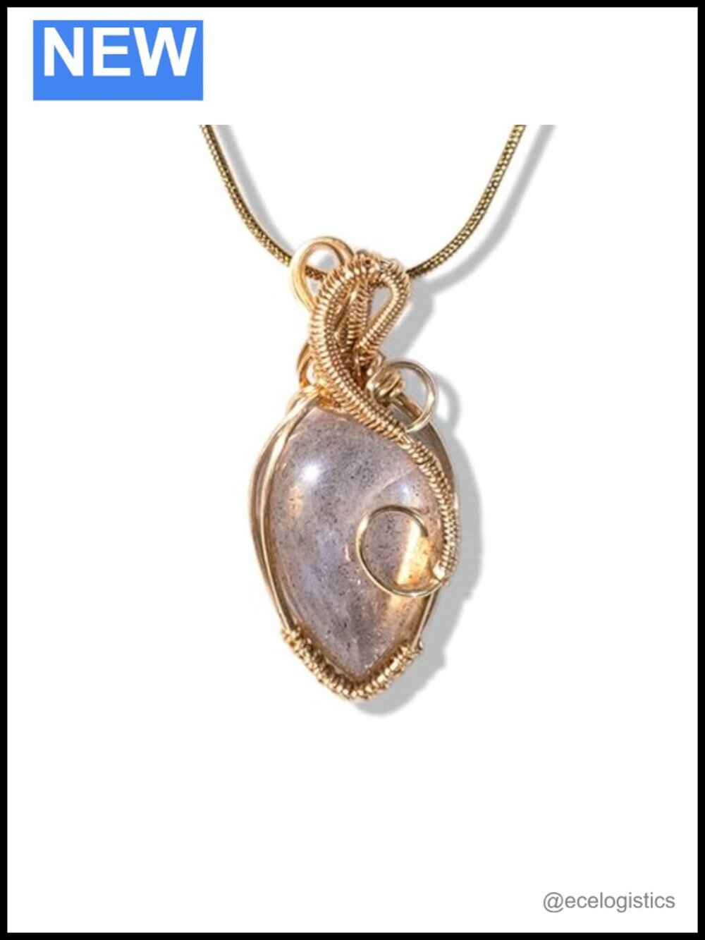 Handmade Labradorite Crystal Pendant Necklace Copper Wired Dainty Charm Necklace
